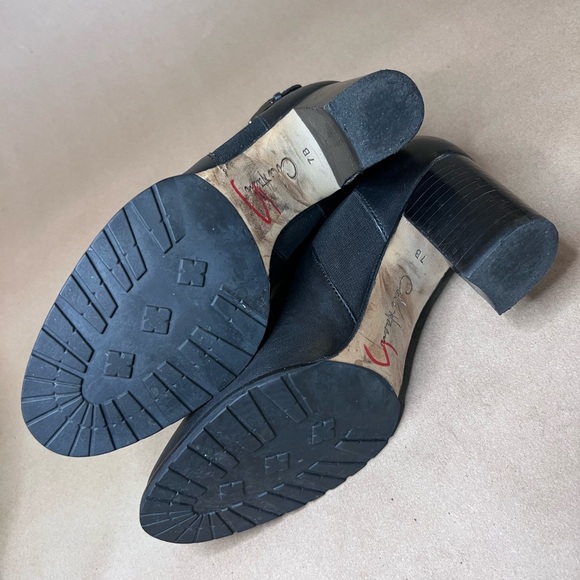 Cole Haan Black Genuine Leather Pull On Block Heel Almond Tor Ankle Boots Size 7 - Picture 7 of 9